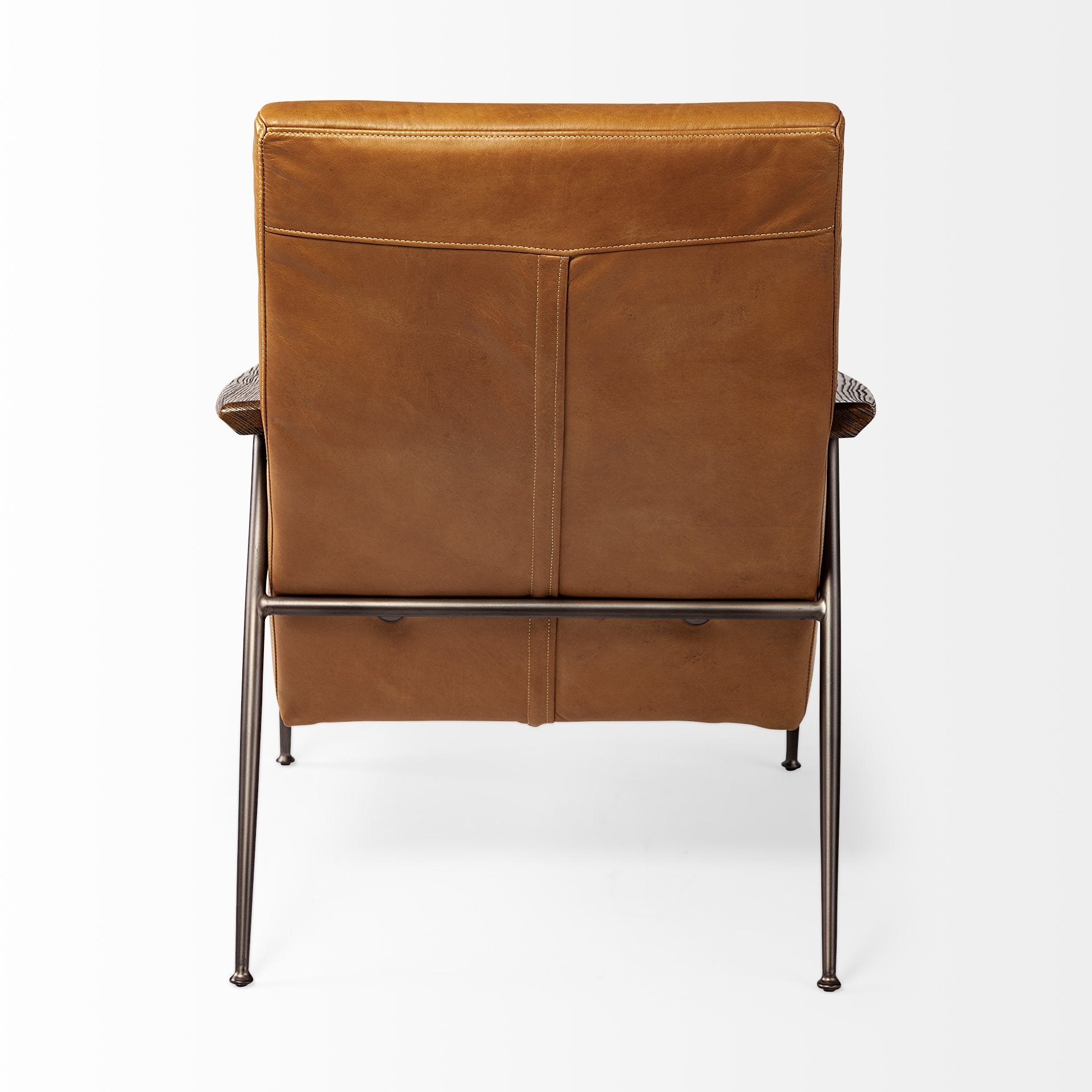 37" Tan and Black Faux Leather Tufted Lounge Chair HomeRoots