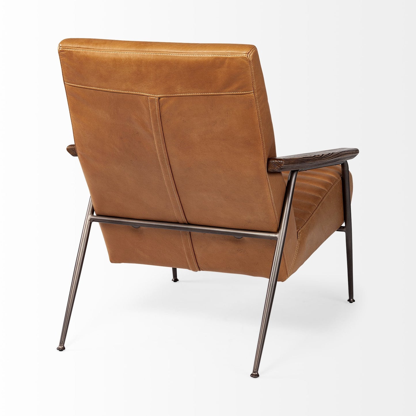 37" Tan and Black Faux Leather Tufted Lounge Chair HomeRoots
