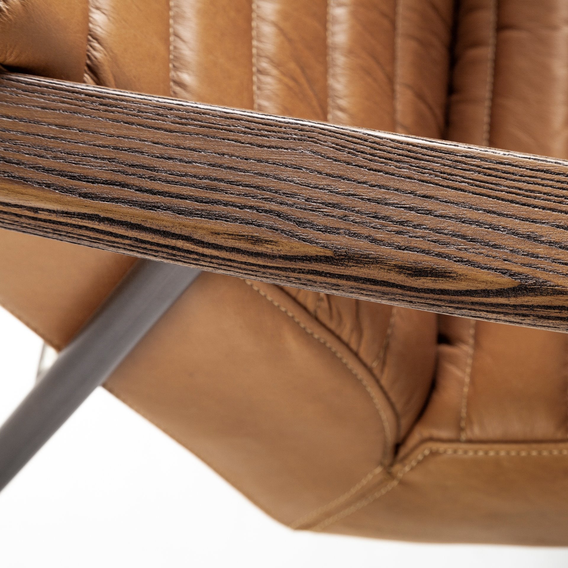 37" Tan and Black Faux Leather Tufted Lounge Chair HomeRoots