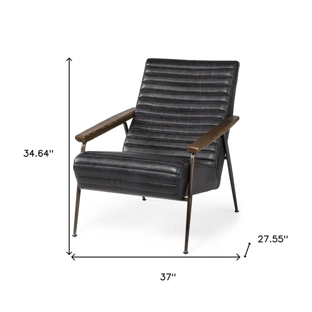 37" Black And Brown Faux Leather Lounge Chair HomeRoots