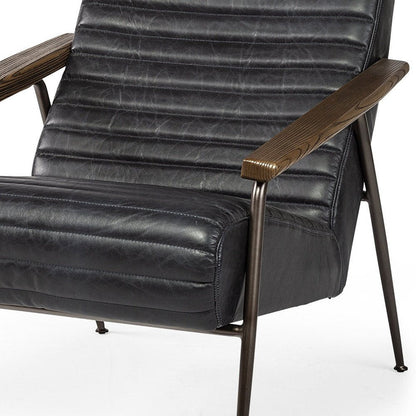 37" Black And Brown Faux Leather Lounge Chair HomeRoots