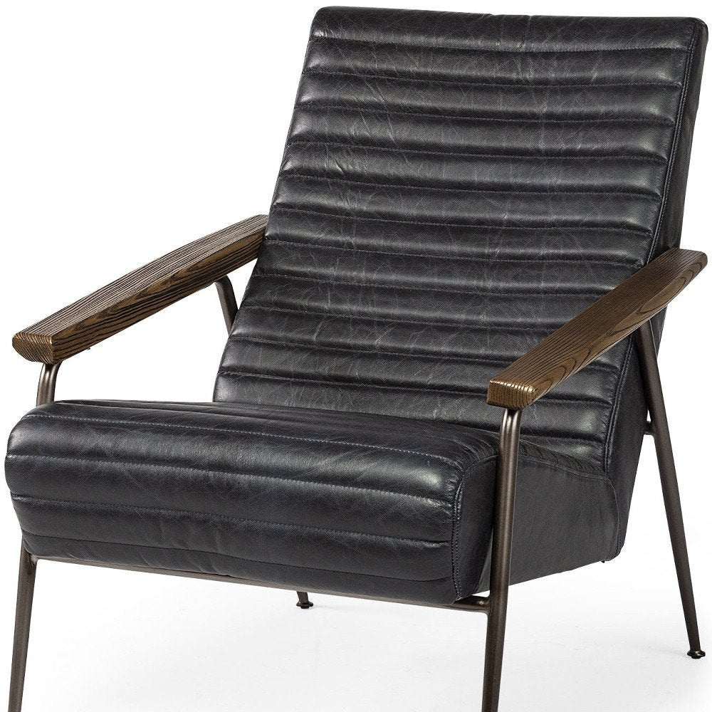 37" Black And Brown Faux Leather Lounge Chair HomeRoots