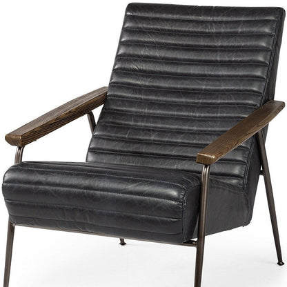 37" Black And Brown Faux Leather Lounge Chair HomeRoots