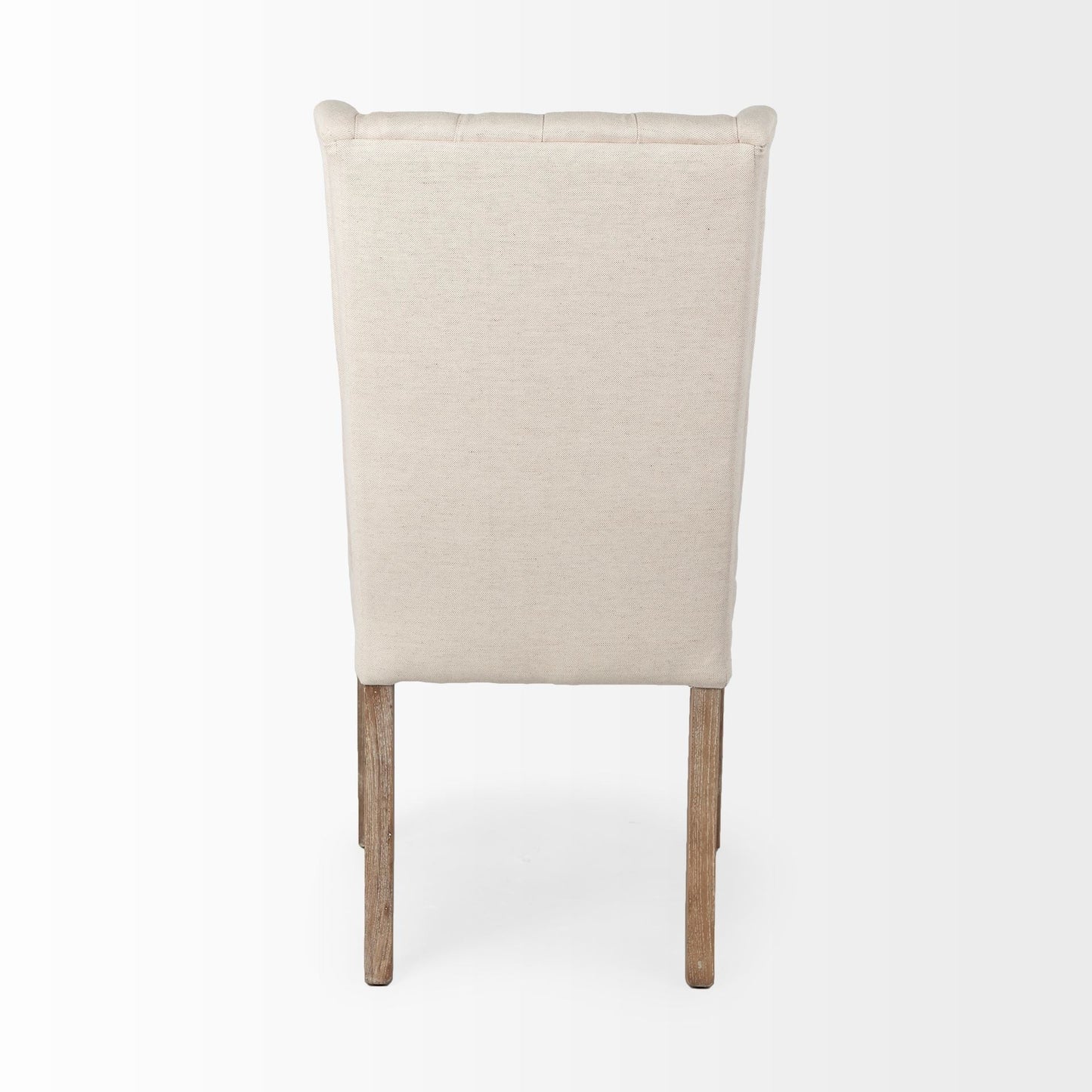 Tufted Cream and Brown Upholstered Linen Wing Back Dining Side Chair HomeRoots