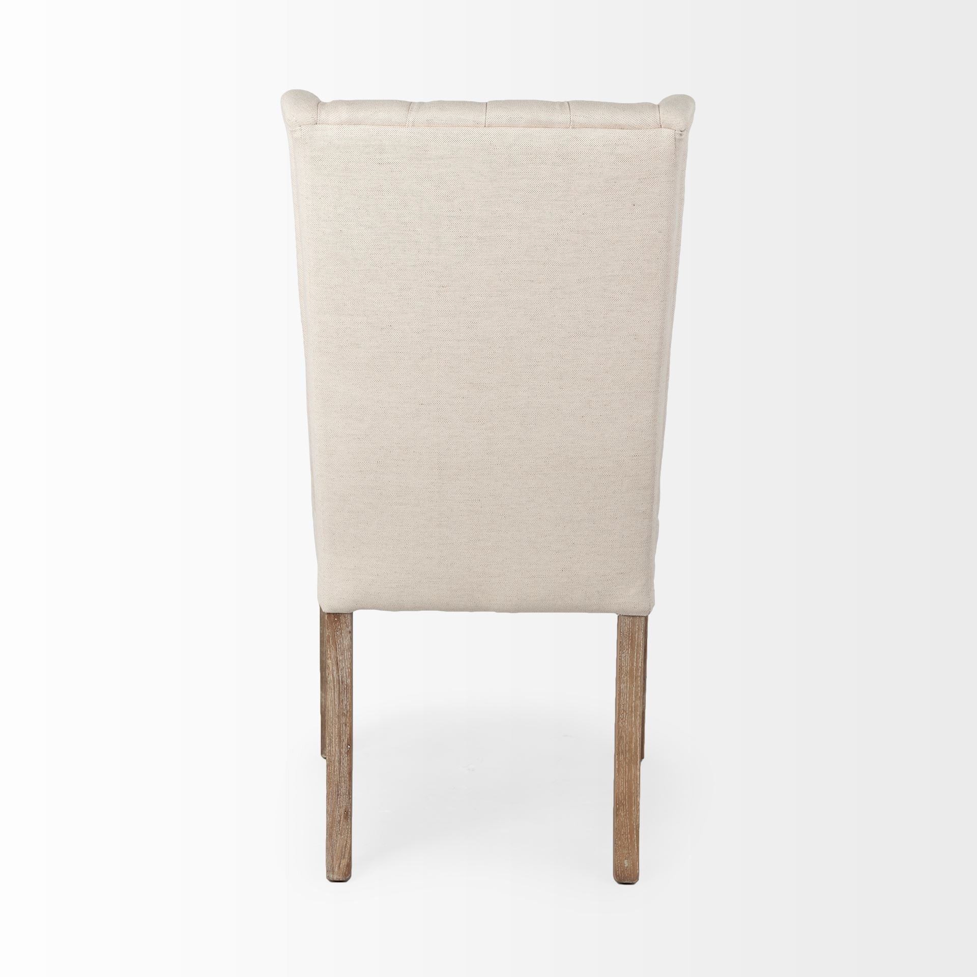 Tufted Cream and Brown Upholstered Linen Wing Back Dining Side Chair HomeRoots