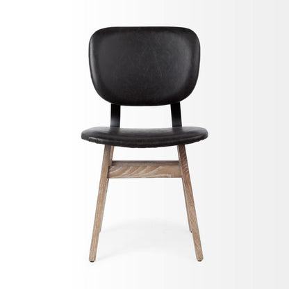 Set of Two Black and Brown Faux Leather Open Back Dining Side Chairs HomeRoots