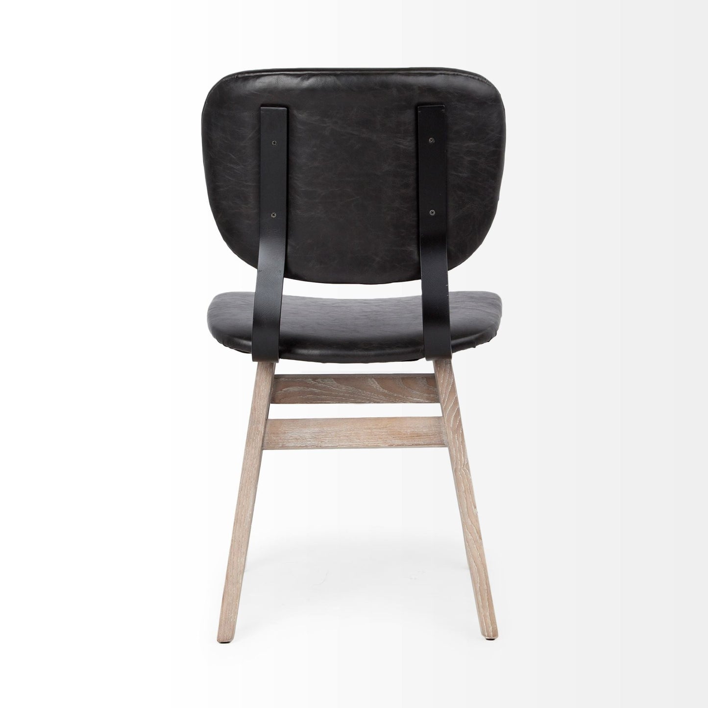 Set of Two Black and Brown Faux Leather Open Back Dining Side Chairs HomeRoots
