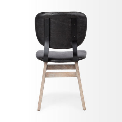 Set of Two Black and Brown Faux Leather Open Back Dining Side Chairs HomeRoots