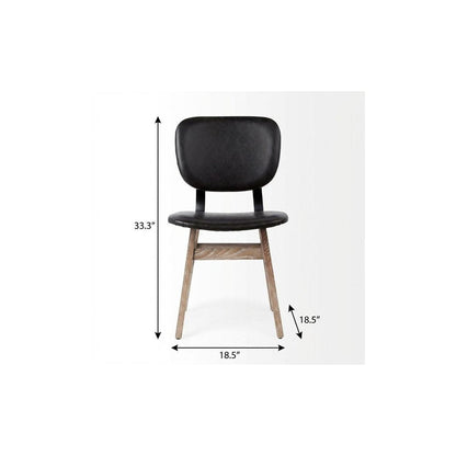 Set of Two Black and Brown Faux Leather Open Back Dining Side Chairs HomeRoots