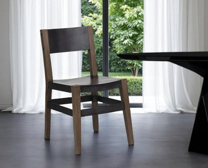 Black And Brown Metal and Wood Open Back Dining Side Chair HomeRoots