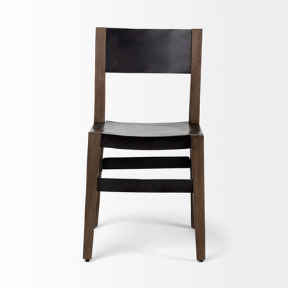 Black And Brown Metal and Wood Open Back Dining Side Chair HomeRoots