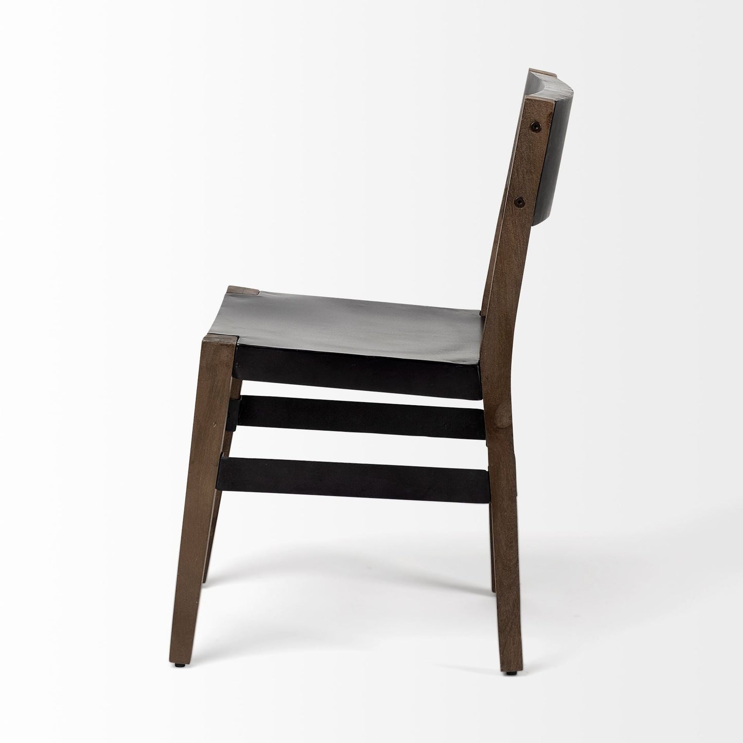 Black And Brown Metal and Wood Open Back Dining Side Chair HomeRoots