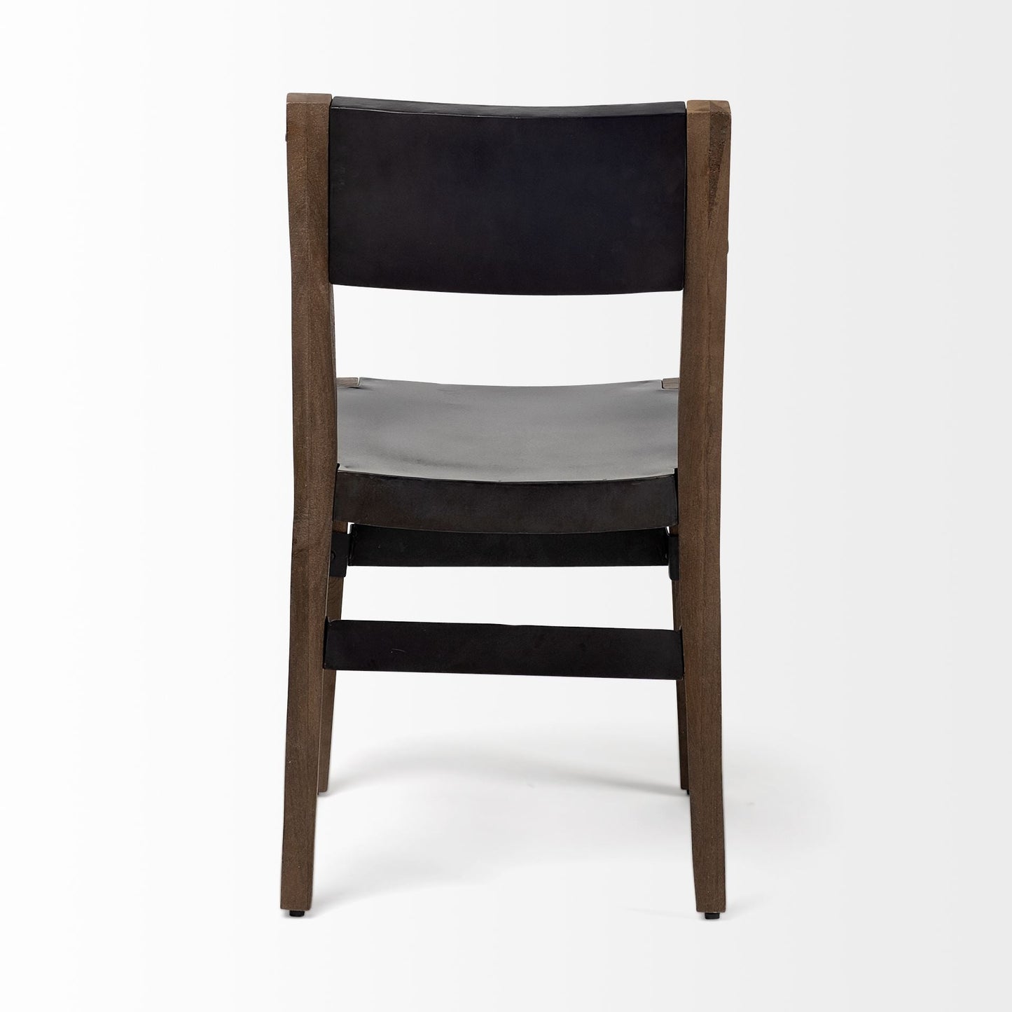 Black And Brown Metal and Wood Open Back Dining Side Chair HomeRoots