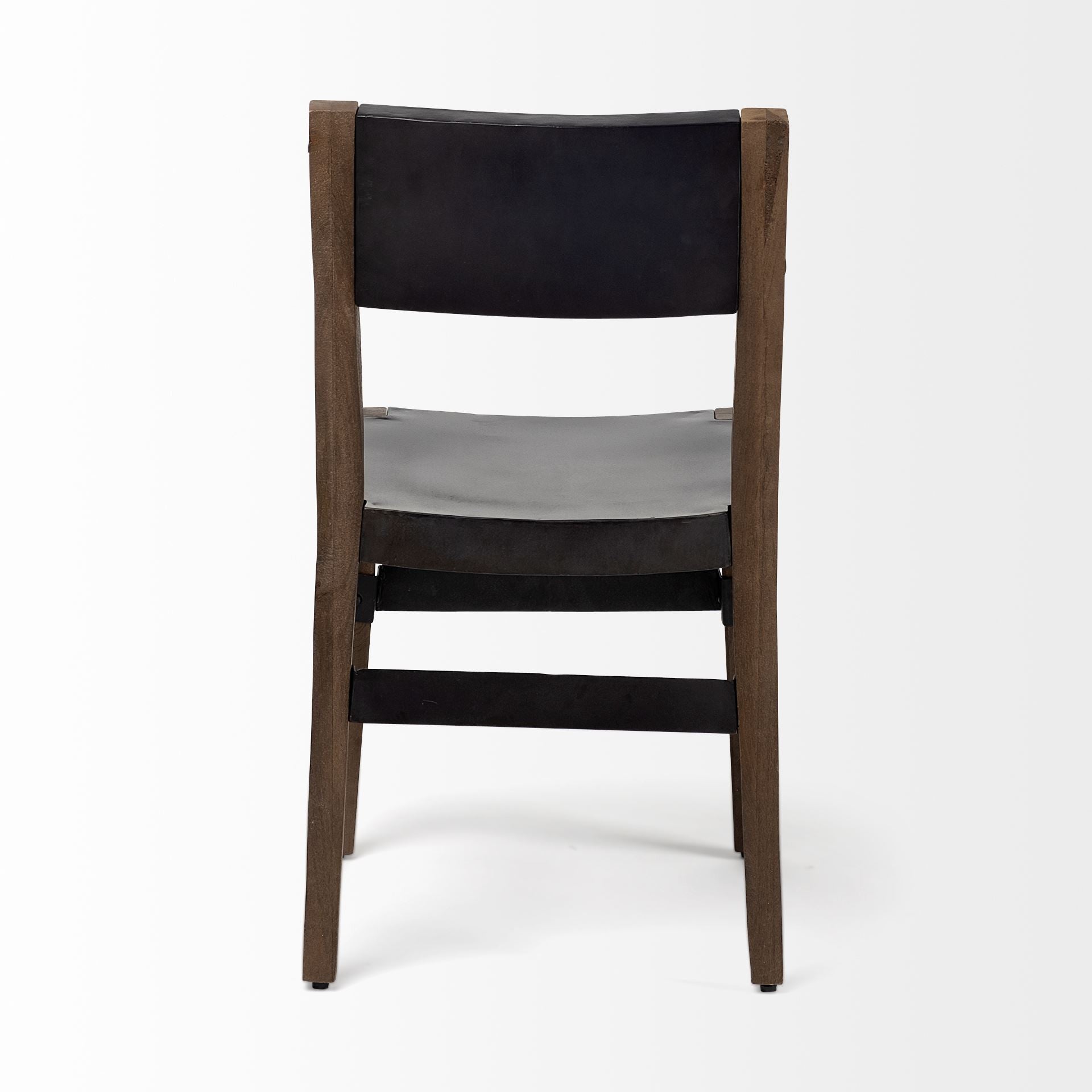 Black And Brown Metal and Wood Open Back Dining Side Chair HomeRoots