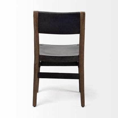 Black And Brown Metal and Wood Open Back Dining Side Chair HomeRoots