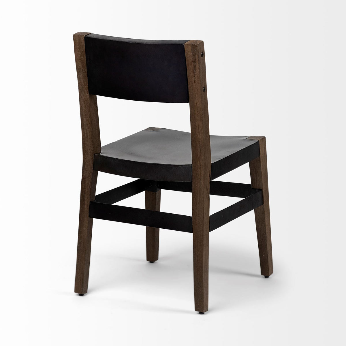 Black And Brown Metal and Wood Open Back Dining Side Chair HomeRoots