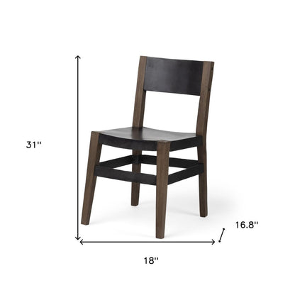 Black And Brown Metal and Wood Open Back Dining Side Chair HomeRoots