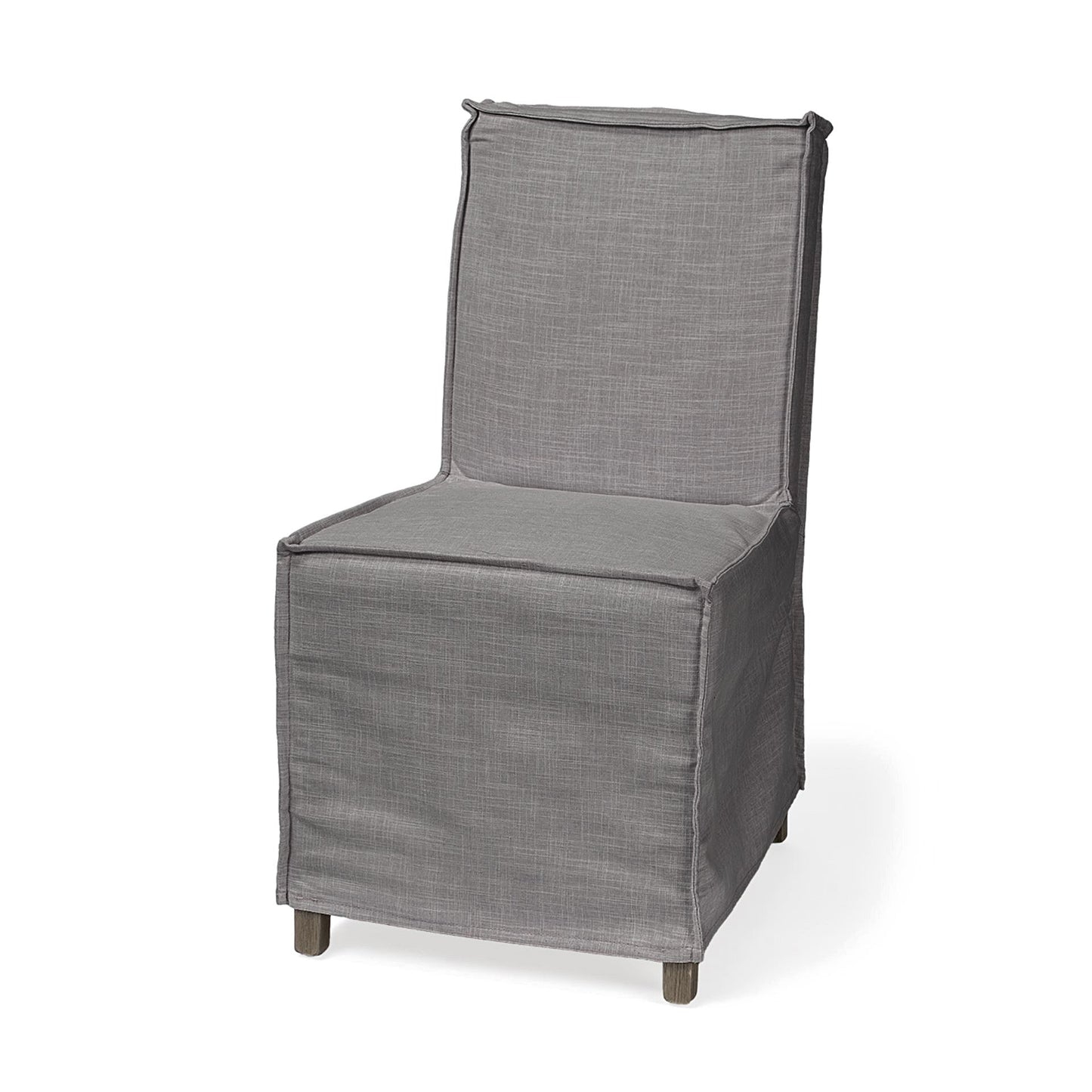Set Of Two Gray And Brown Slipcovered Wood Parsons Chairs HomeRoots