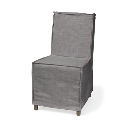 Set Of Two Gray And Brown Slipcovered Wood Parsons Chairs HomeRoots