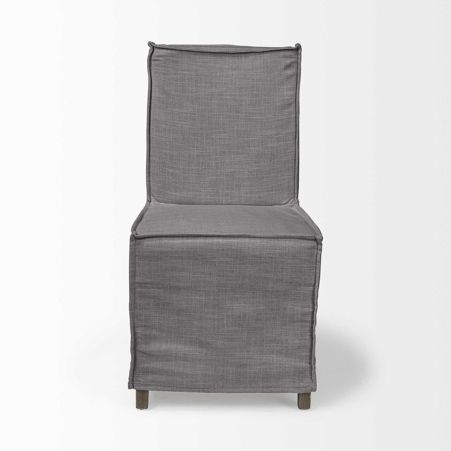 Set Of Two Gray And Brown Slipcovered Wood Parsons Chairs HomeRoots