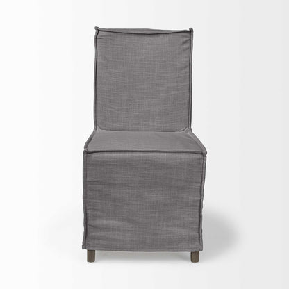 Set Of Two Gray And Brown Slipcovered Wood Parsons Chairs HomeRoots