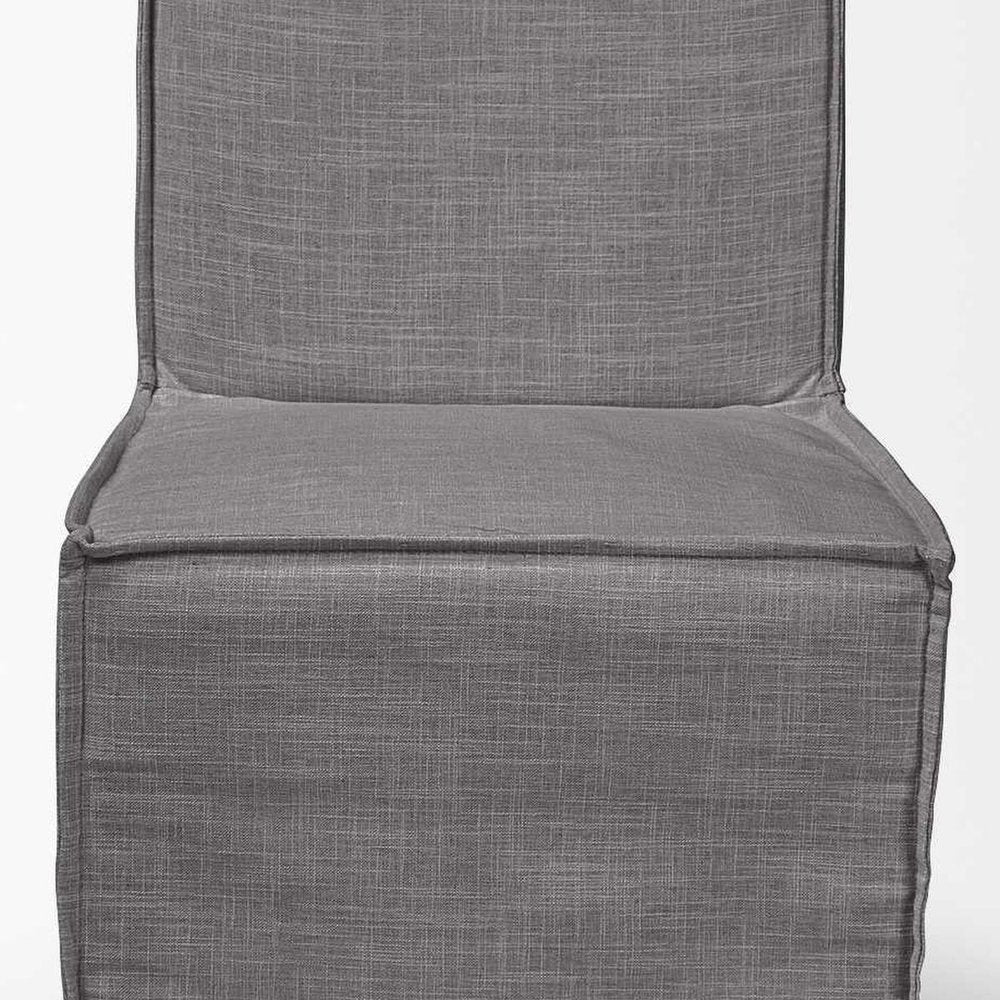 Set Of Two Gray And Brown Slipcovered Wood Parsons Chairs HomeRoots