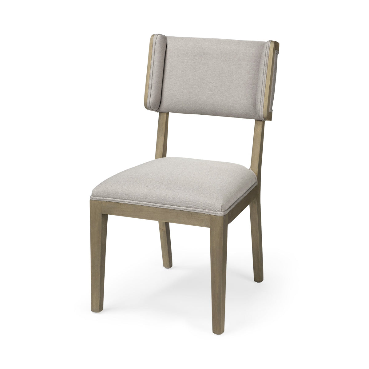 Set Of Two Light Gray And Brown Upholstered Fabric Open Back Side Chairs — view 2