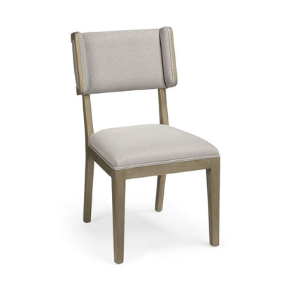 Set Of Two Light Gray And Brown Upholstered Fabric Open Back Side Chairs HomeRoots