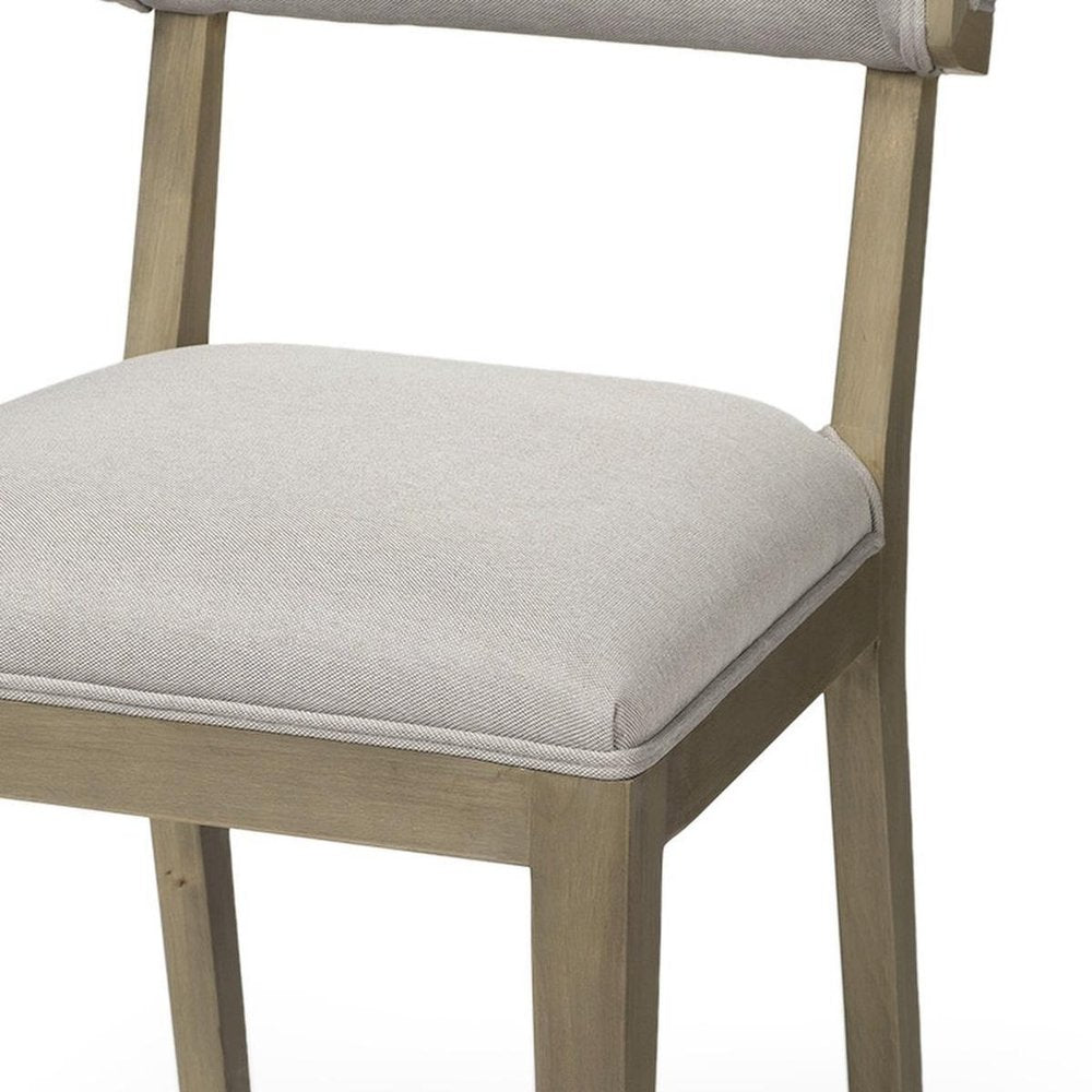 Set Of Two Light Gray And Brown Upholstered Fabric Open Back Side Chairs HomeRoots