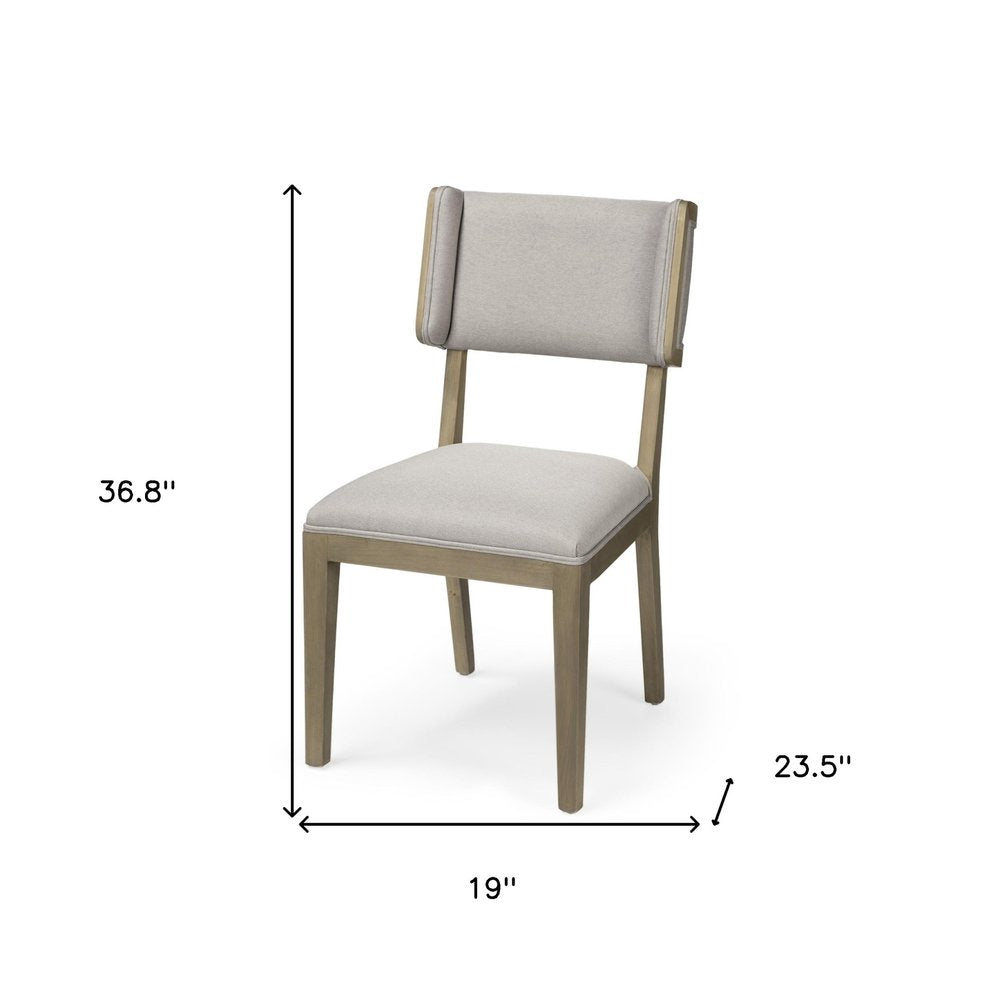 Set Of Two Light Gray And Brown Upholstered Fabric Open Back Side Chairs HomeRoots