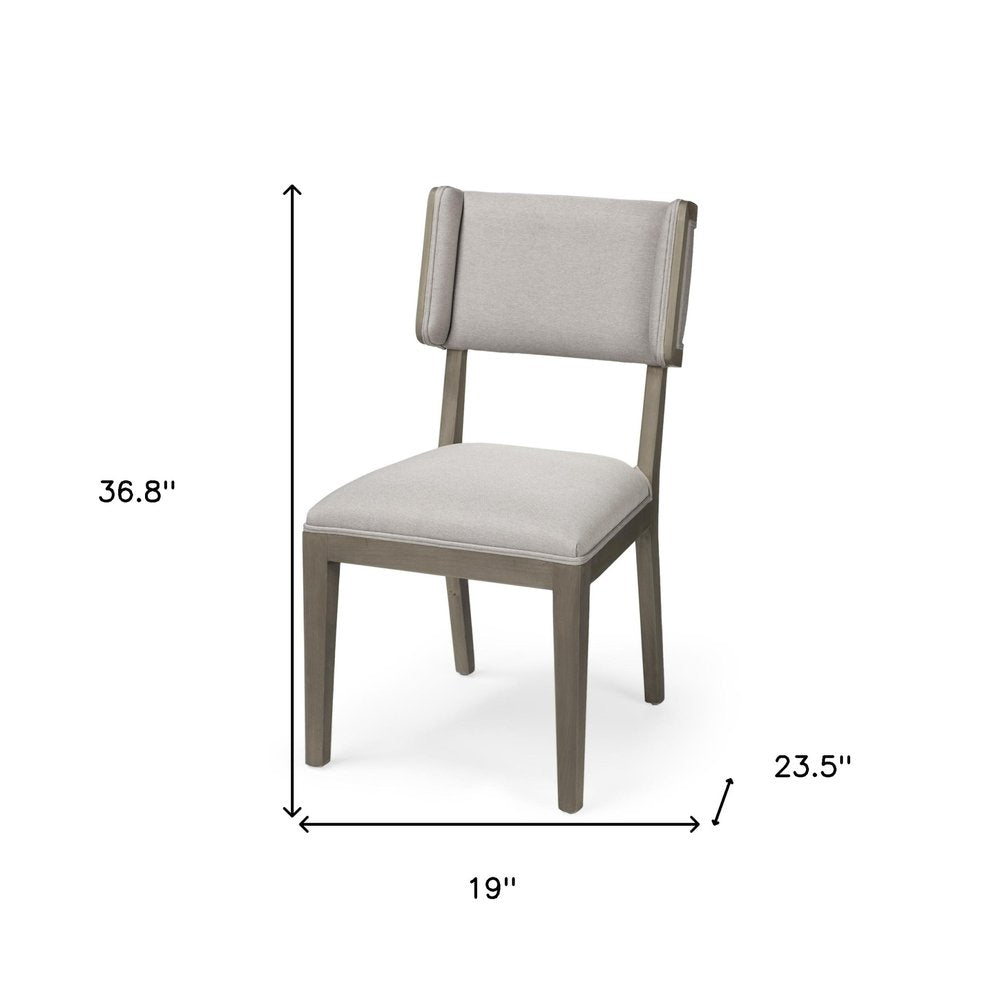 Set Of Two Brown And Light Gray Upholstered Fabric Open Back Side Chairs HomeRoots