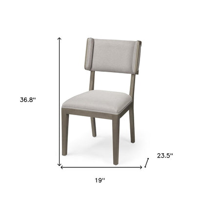 Set Of Two Brown And Light Gray Upholstered Fabric Open Back Side Chairs HomeRoots