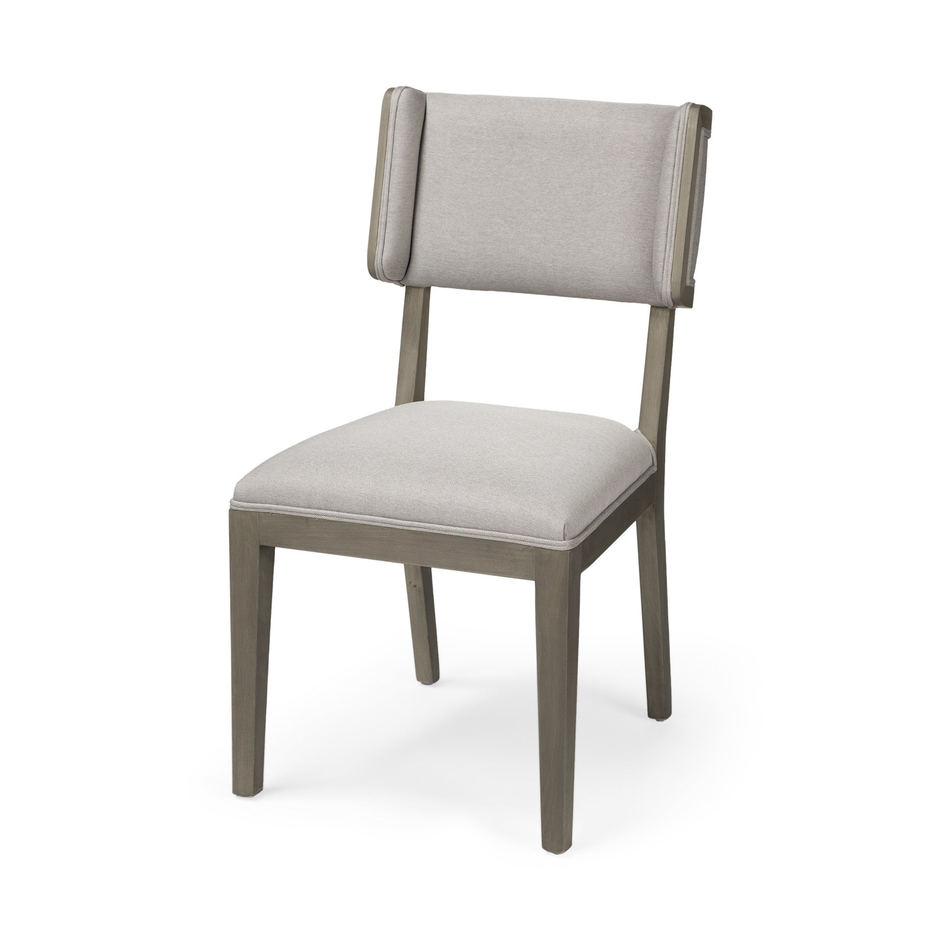 Set Of Two Brown And Light Gray Upholstered Fabric Open Back Side Chairs HomeRoots