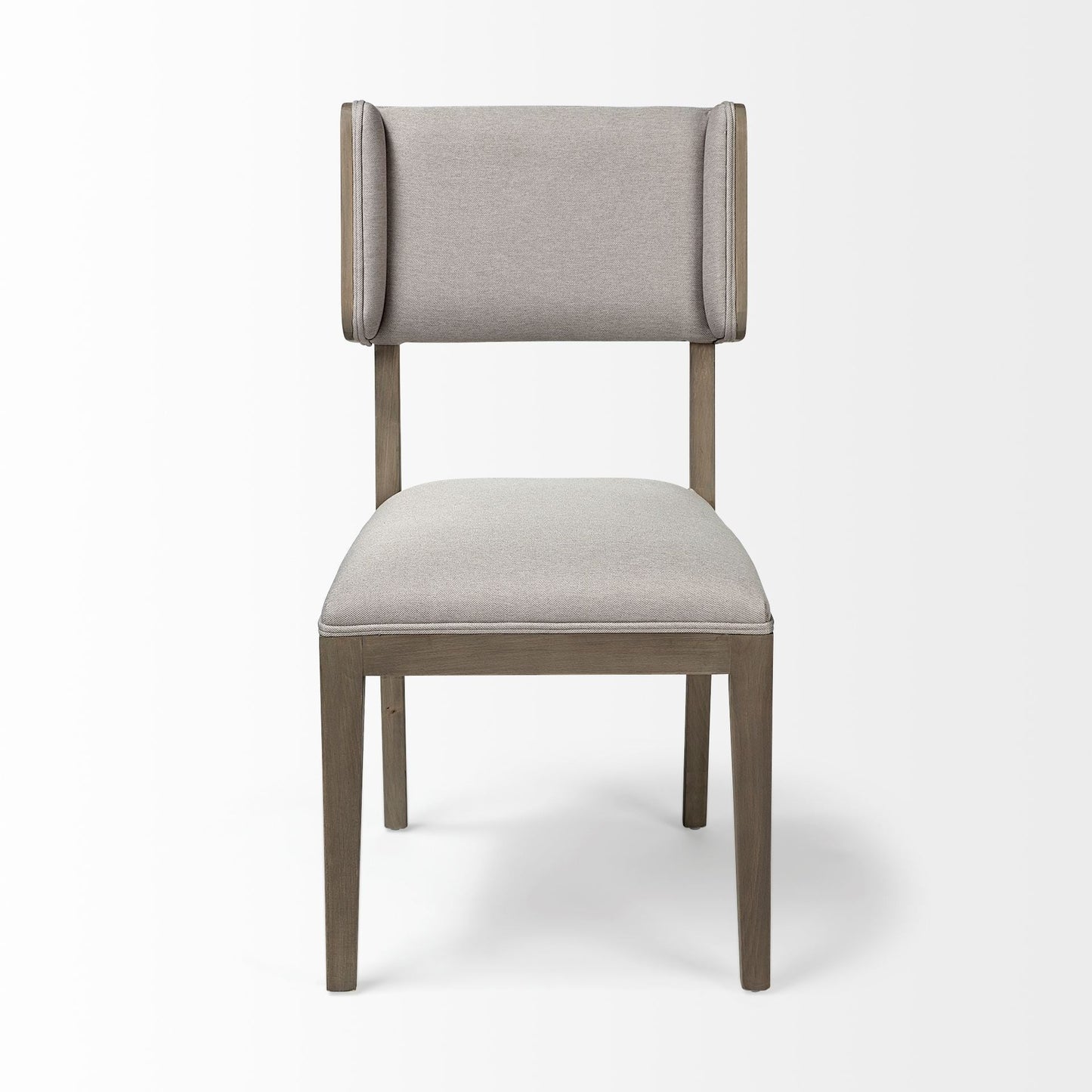 Set Of Two Brown And Light Gray Upholstered Fabric Open Back Side Chairs HomeRoots