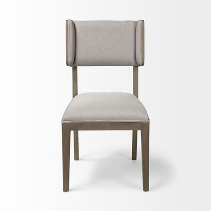 Set Of Two Brown And Light Gray Upholstered Fabric Open Back Side Chairs HomeRoots