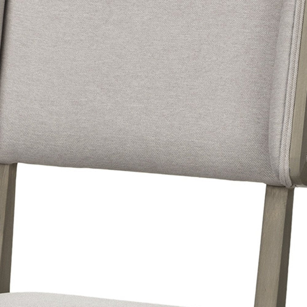 Set Of Two Brown And Light Gray Upholstered Fabric Open Back Side Chairs HomeRoots