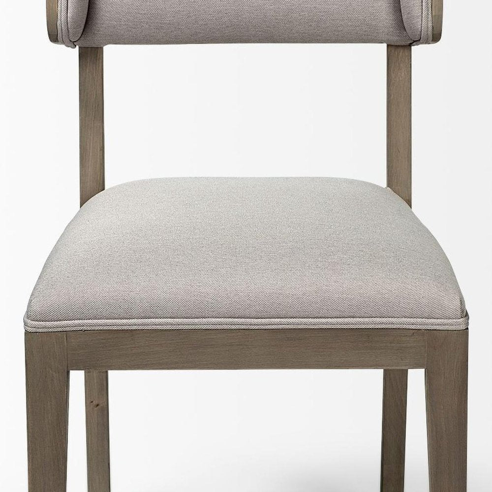Set Of Two Brown And Light Gray Upholstered Fabric Open Back Side Chairs HomeRoots