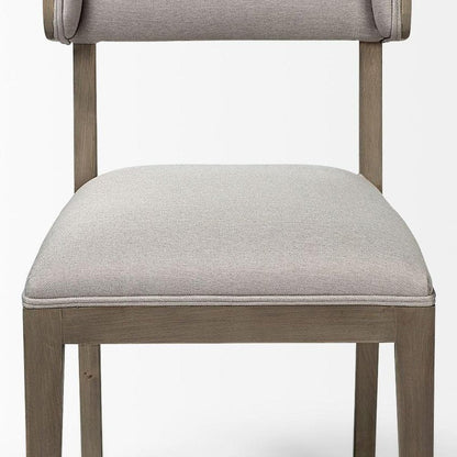 Set Of Two Brown And Light Gray Upholstered Fabric Open Back Side Chairs HomeRoots