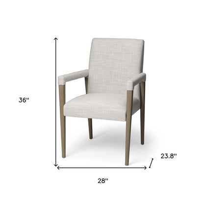 Cream and Brown Upholstered Fabric King Louis Back Dining Arm Chair HomeRoots