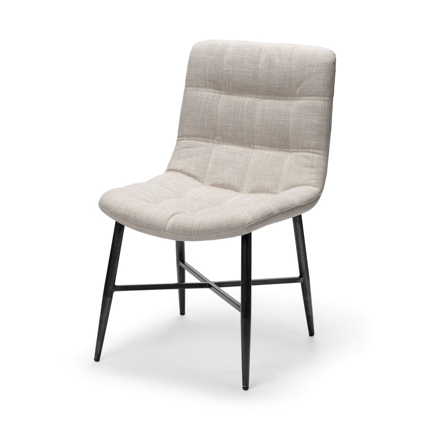 Set Of Two White And Black Upholstered Fabric Open Back Side Chairs HomeRoots