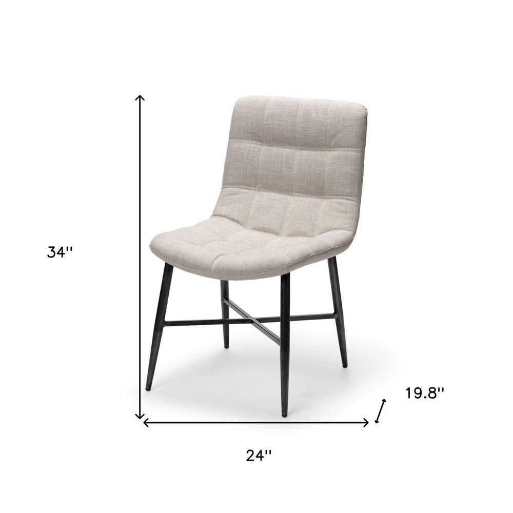 Set Of Two White And Black Upholstered Fabric Open Back Side Chairs HomeRoots