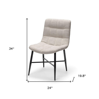 Set Of Two White And Black Upholstered Fabric Open Back Side Chairs HomeRoots