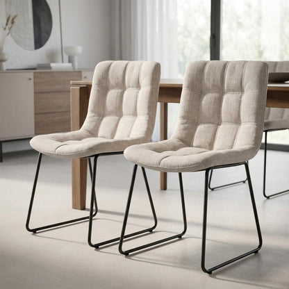 Set Of Two White And Black Upholstered Fabric Open Back Side Chairs HomeRoots