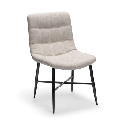Set Of Two White And Black Upholstered Fabric Open Back Side Chairs HomeRoots