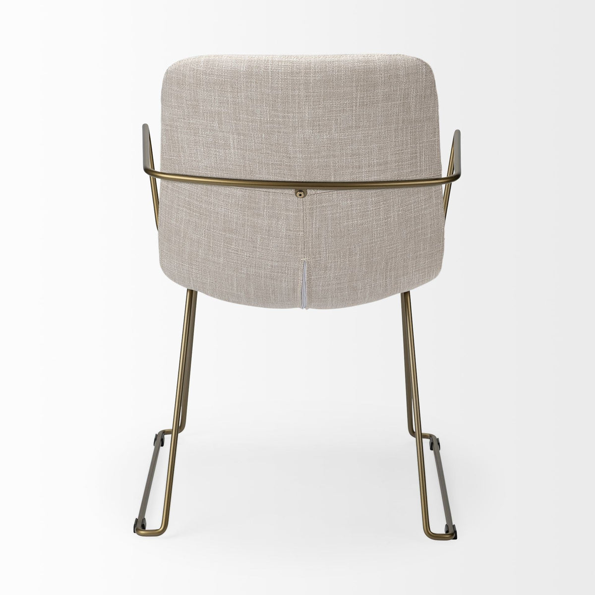 Cream and Gold Upholstered Fabric Dining Arm Chair — view 4