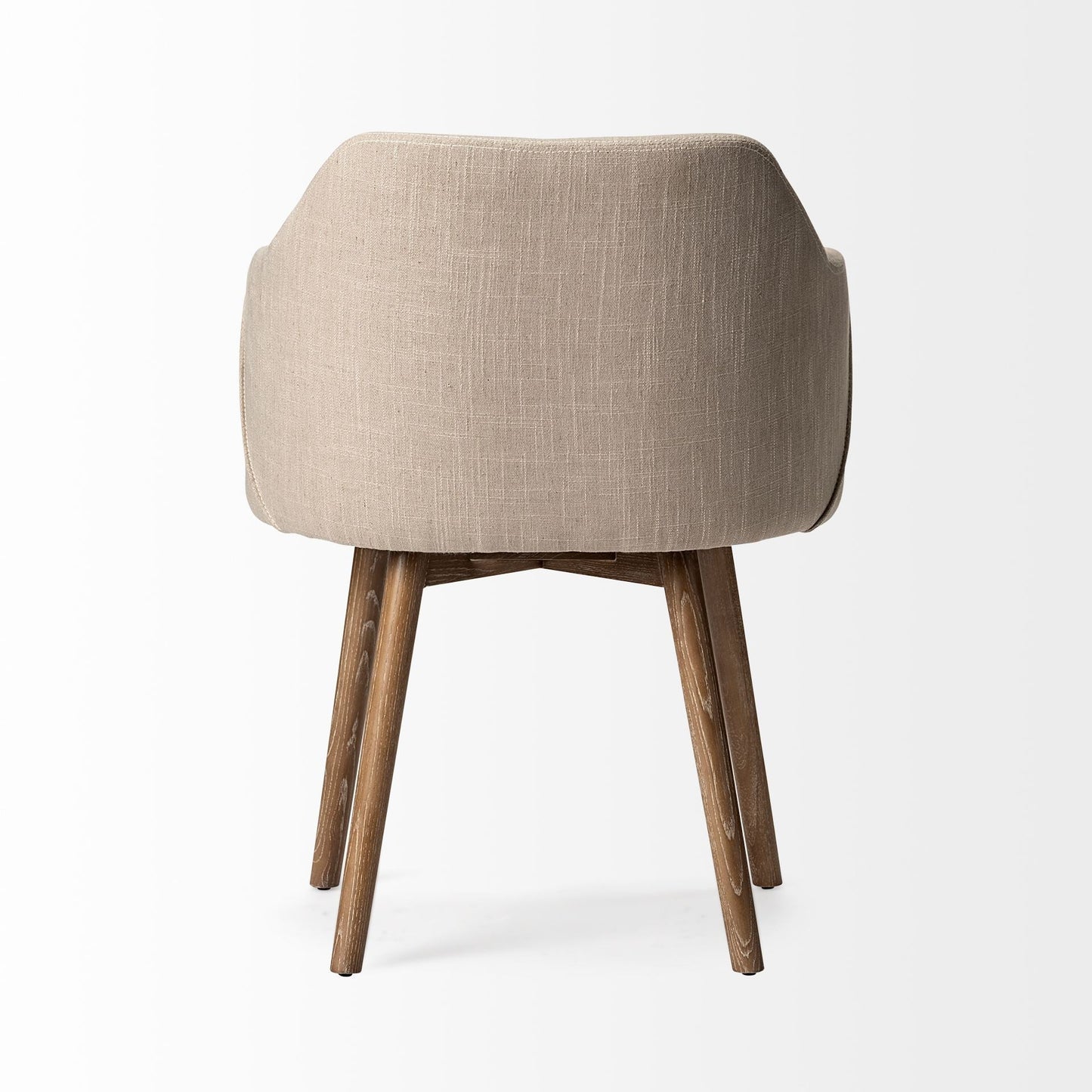 Cream and Brown Upholstered Fabric Dining Arm Chair HomeRoots