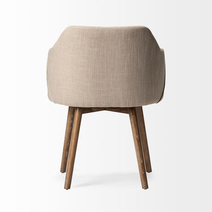 Cream and Brown Upholstered Fabric Dining Arm Chair HomeRoots