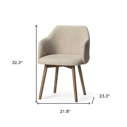 Cream and Brown Upholstered Fabric Dining Arm Chair HomeRoots