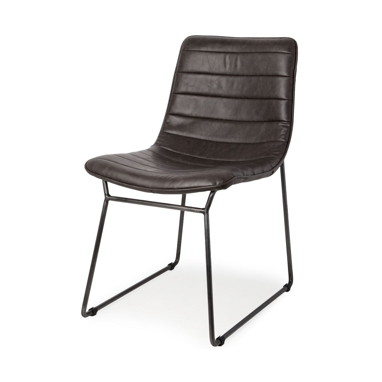 Set Of Two Black Upholstered Faux leather Side Chairs HomeRoots