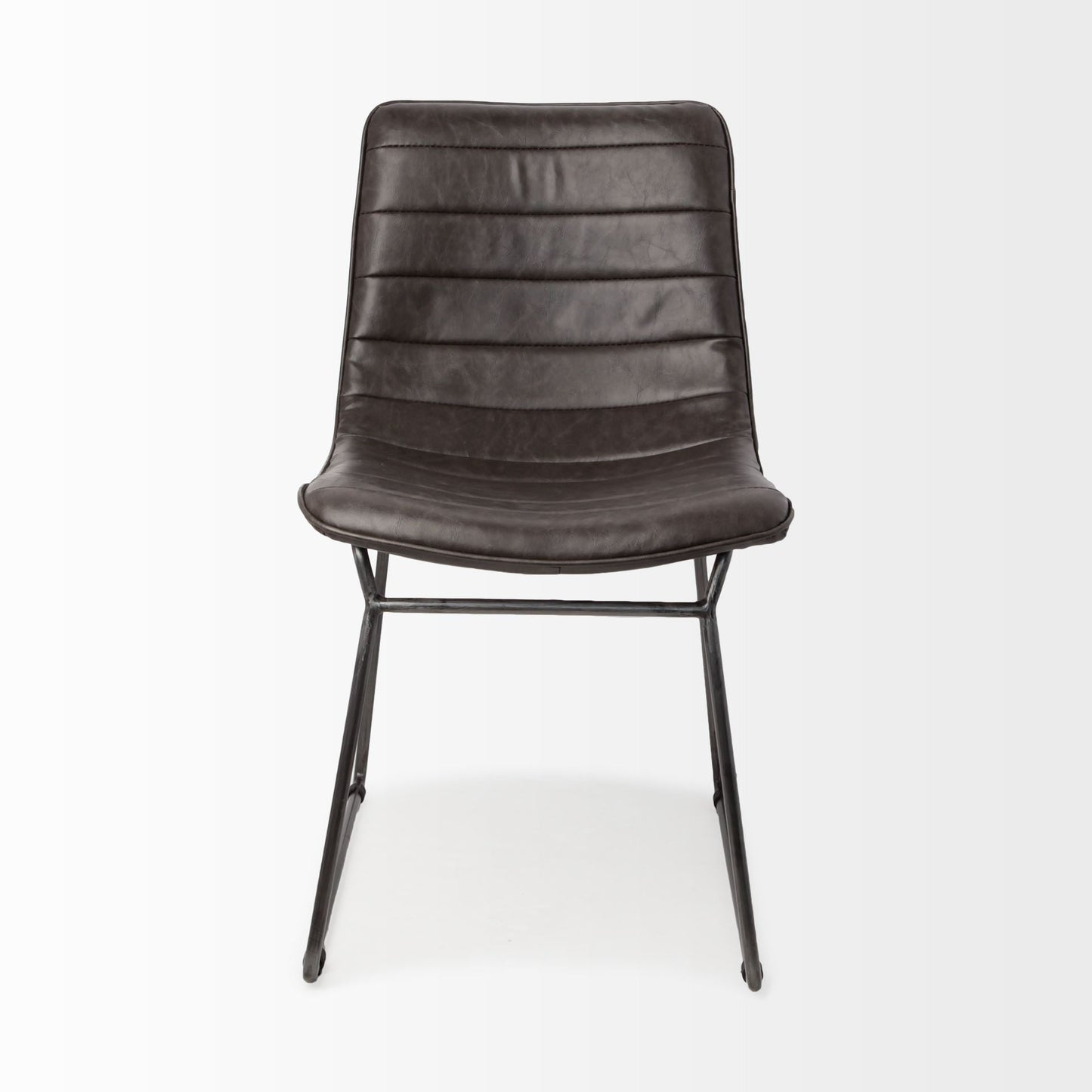 Set Of Two Black Upholstered Faux leather Side Chairs HomeRoots